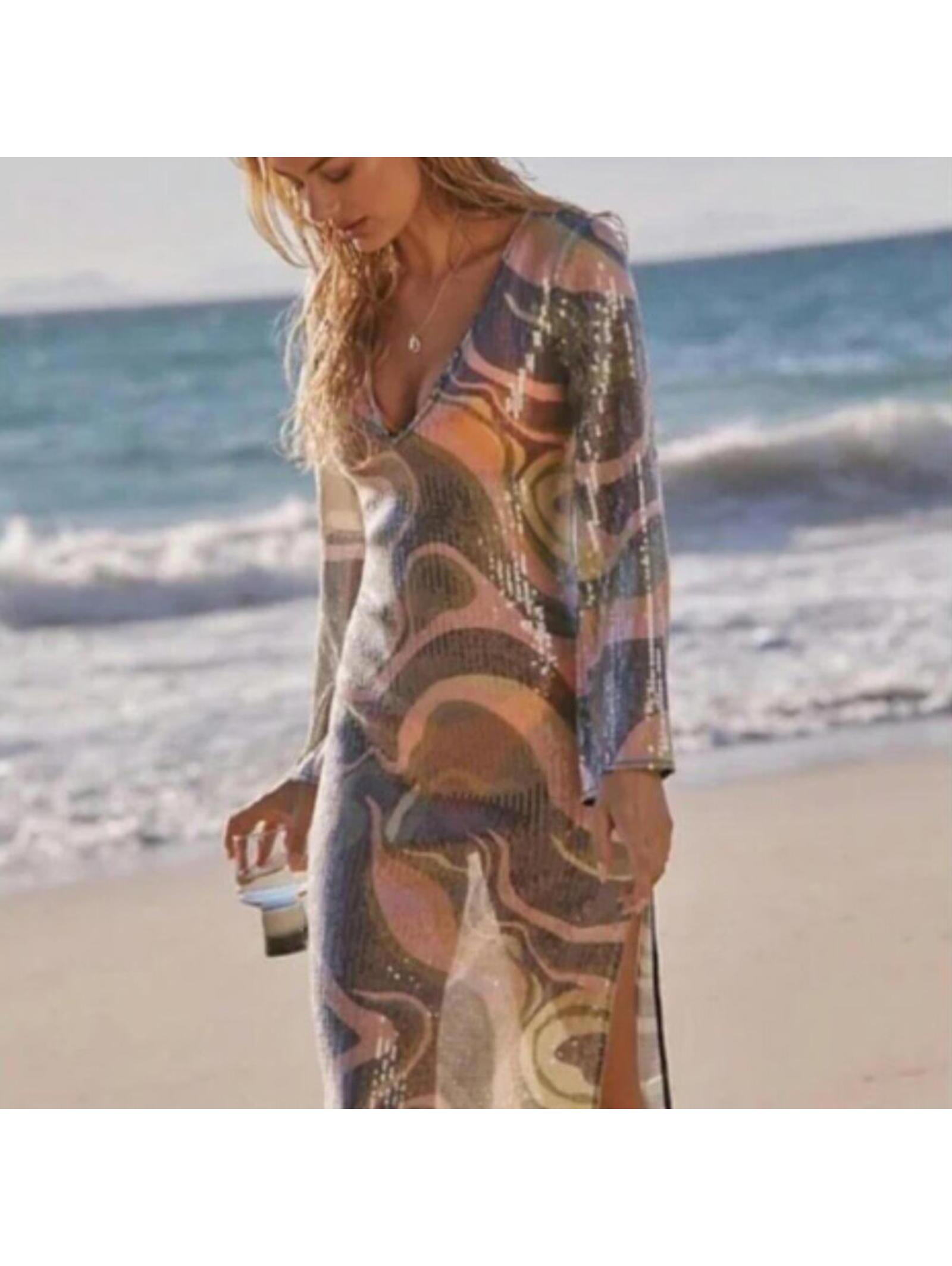 Nwt Hutch X Anthropologie Mcrae Boho Sequin Bell Sleeve Cover Up Size Xs $188